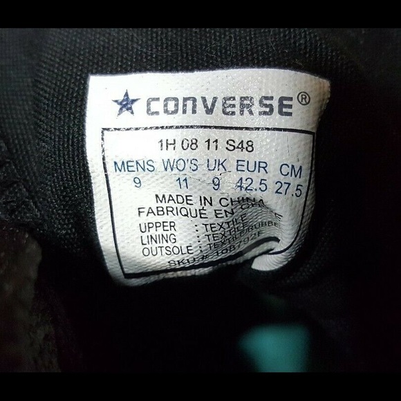 Vintage Converse All Star Chuck Black Hi Top 9 - Picture 7 of 8